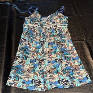 Ambrielle Blue and Brown Floral Nightgown Night Dress, GUC